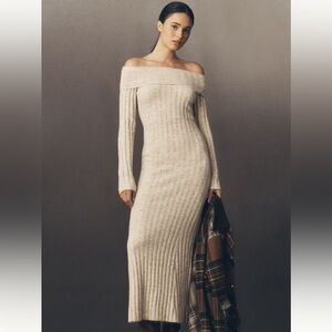 Glamorous Off-Shoulder Knit Midi Dress